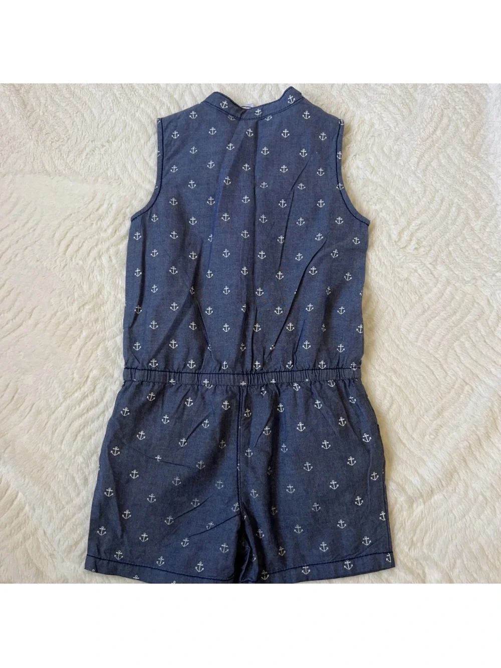 Gymboree Navy and White Anchor Print Sleeveless Romper size 7
